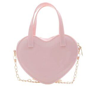NEW PINK JELLY HEART CROSSOVER BAG